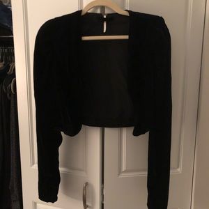 Free people black velvet cropped cardigan, size S